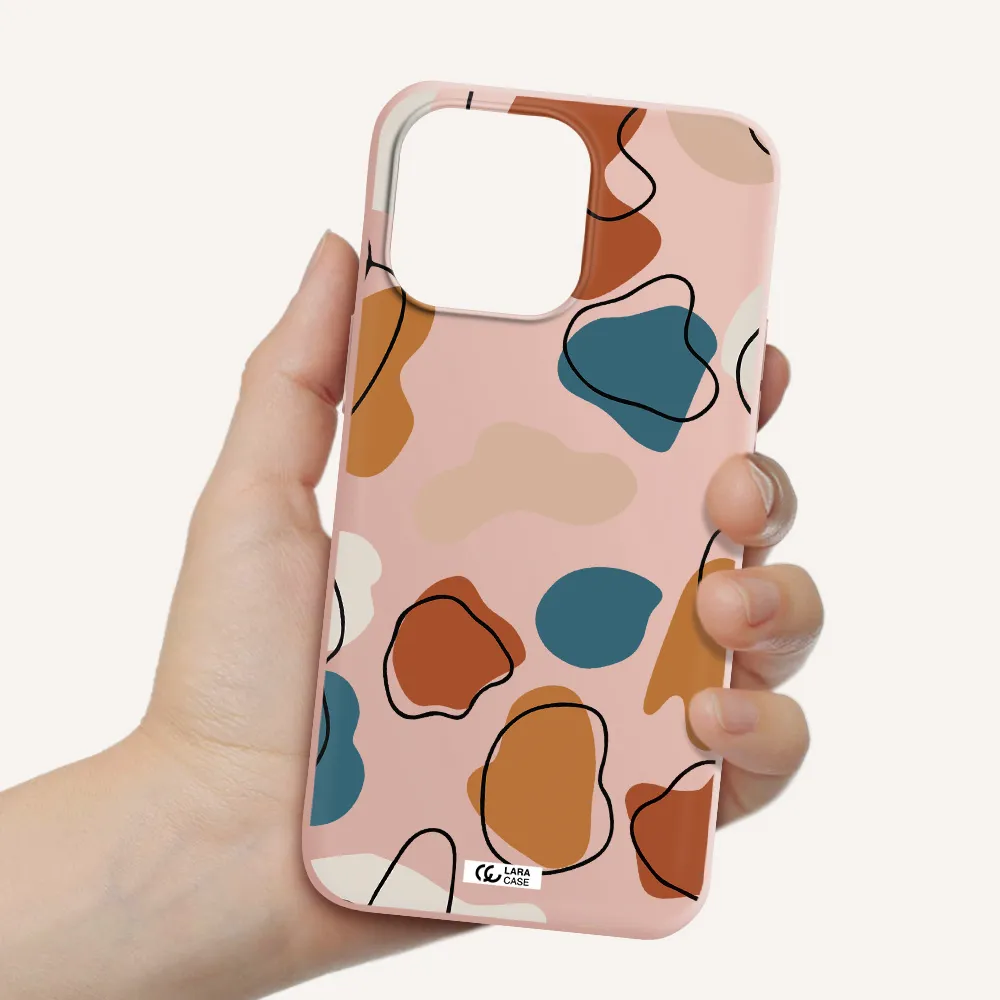 Boho Art Apple iPhone 14 pro Silicone pastel pink Case