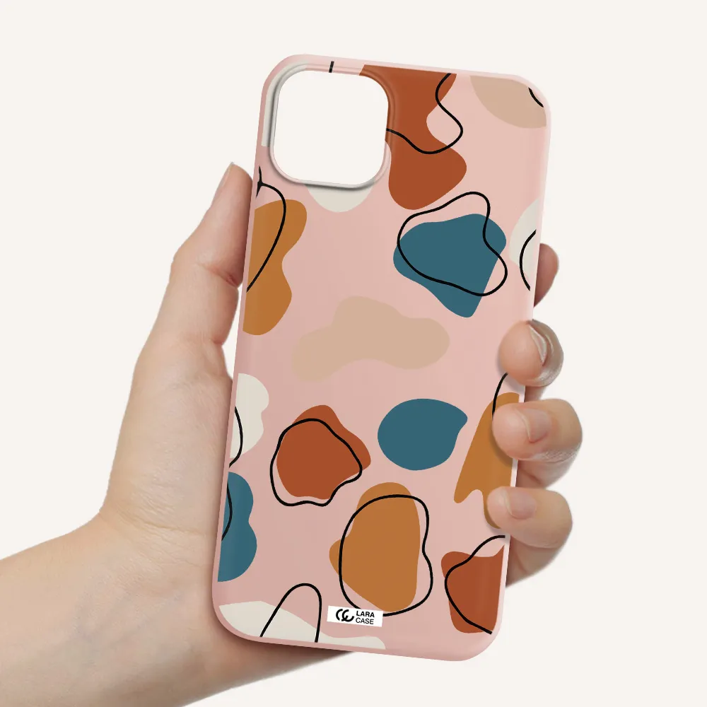 Boho Art Apple iPhone 14 Silicone pastel pink Case