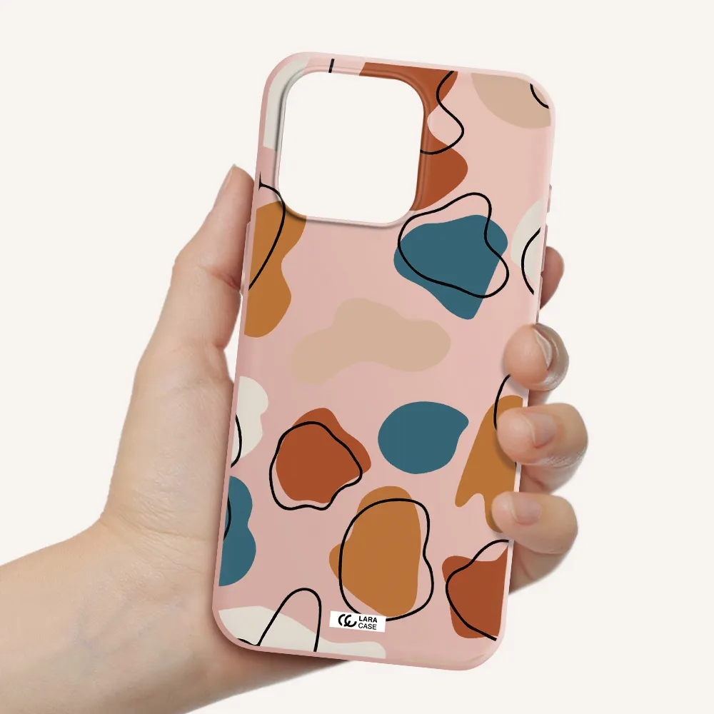 Boho Art Apple Iphone 15 Pro max Silicone pastel pink Case