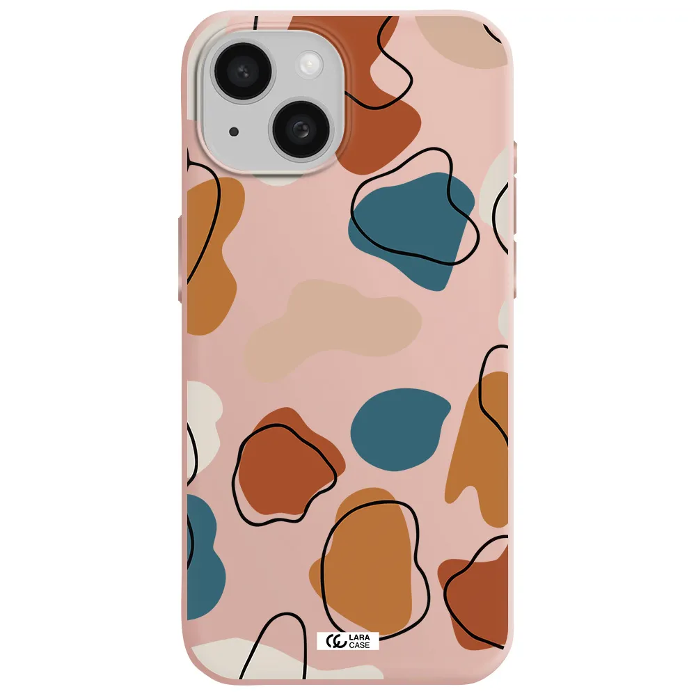 Boho Art Apple Iphone 15 Silicone Pastel Pink Case