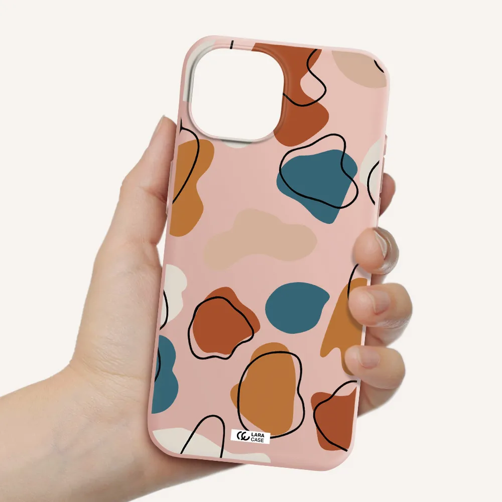 Boho Art Apple Iphone 15 Silicone Pastel Pink Case