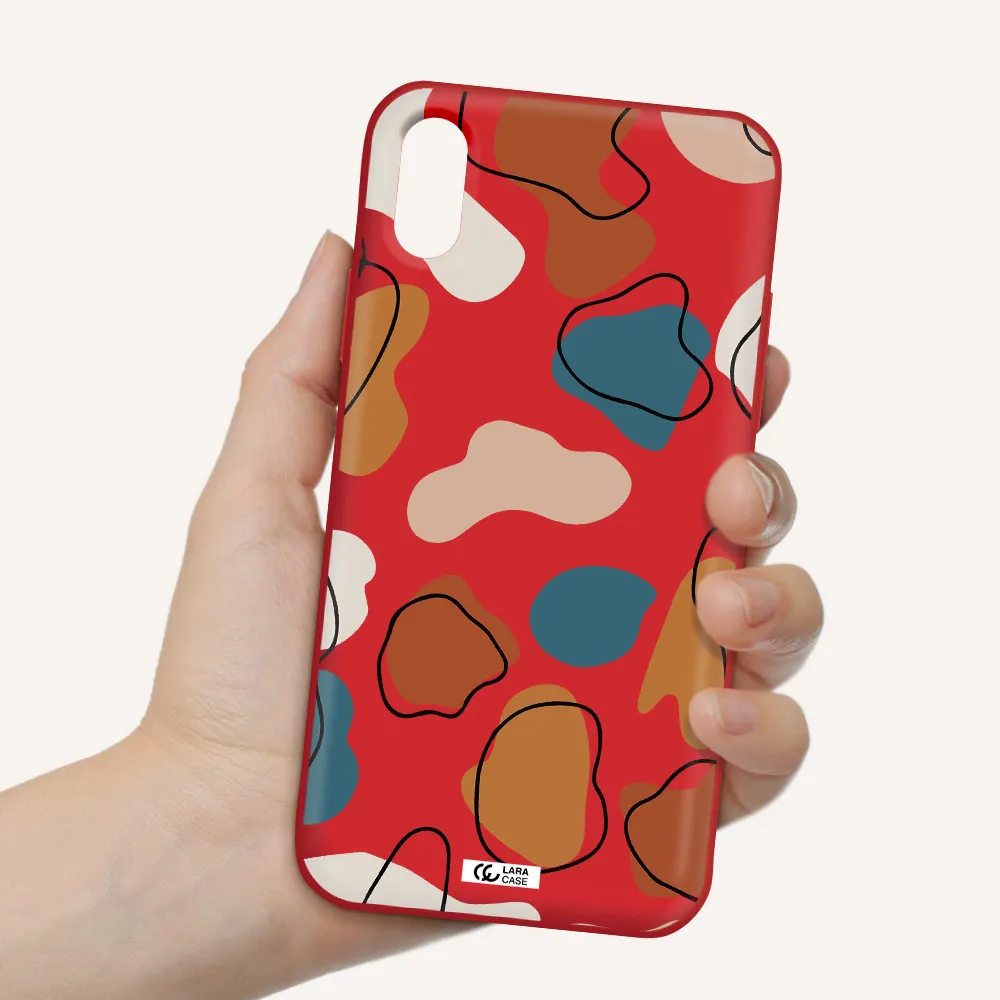 Boho Art Apple iPhone XS Silicone Imperial Red Case