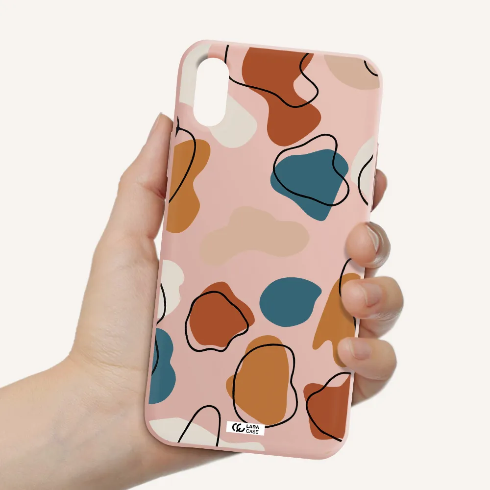 Boho Art Apple iPhone XS Silicone pastel pink Case