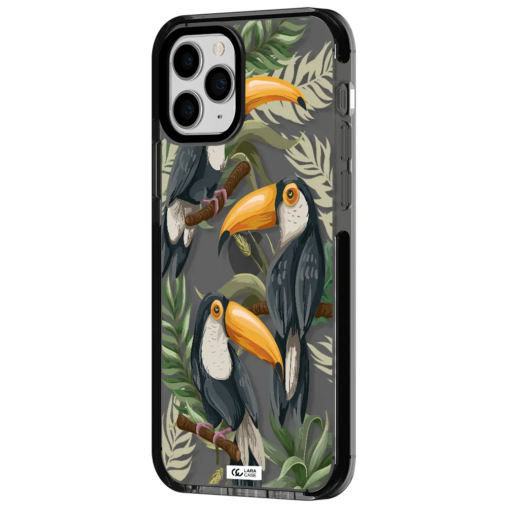 Tropical Bird Apple iPhone 11 pro impact Smoke Black Case
