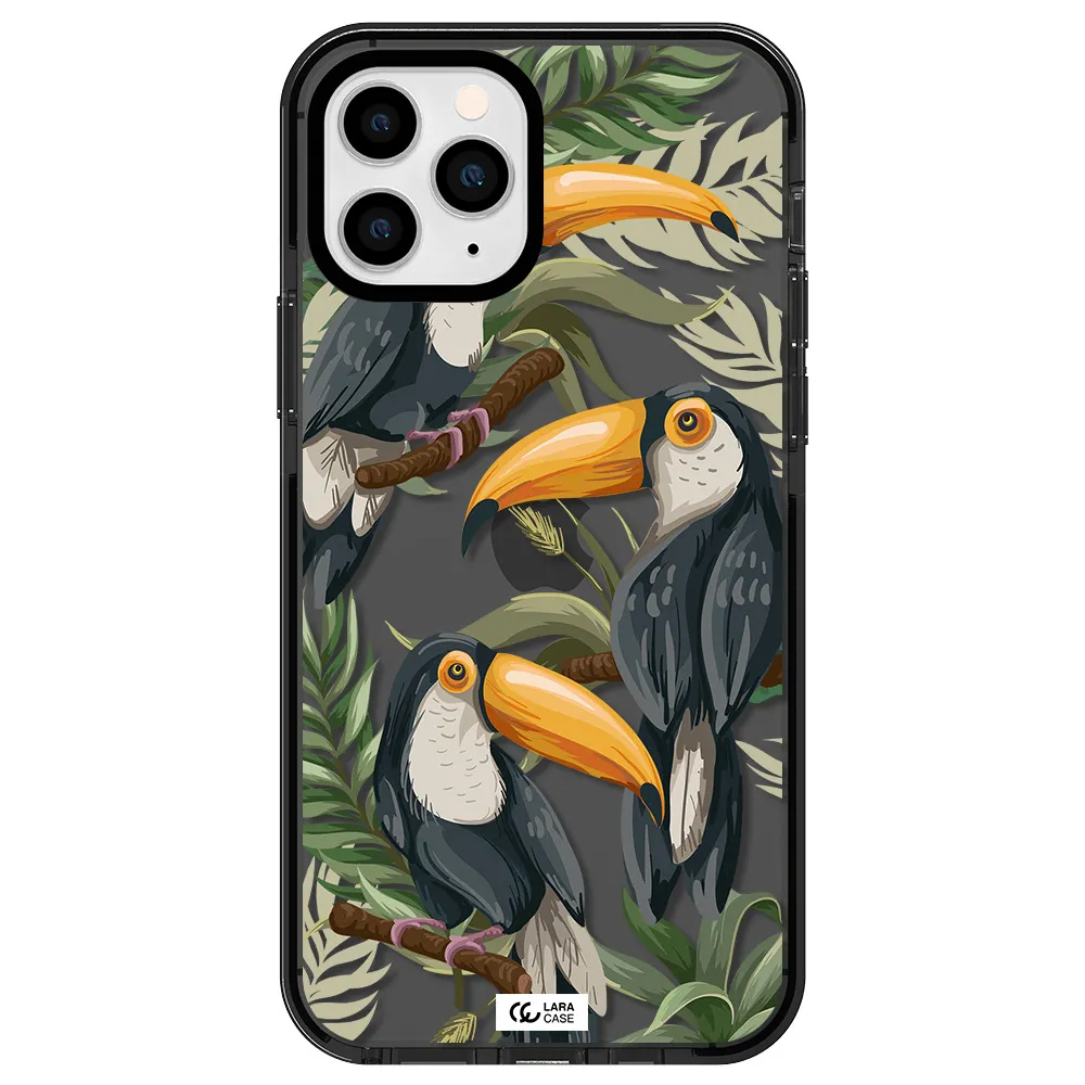 Tropical Bird Apple iPhone 11 pro max impact Smoke Black Case