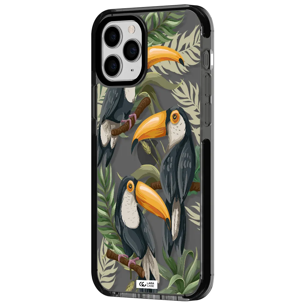 Tropical Bird Apple iPhone 11 pro max impact Smoke Black Case
