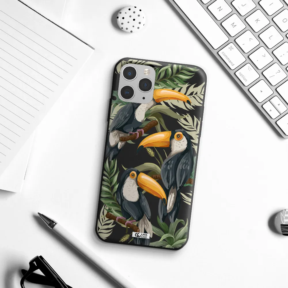 Tropical Bird Apple iPhone 11 pro max Silicone black Case
