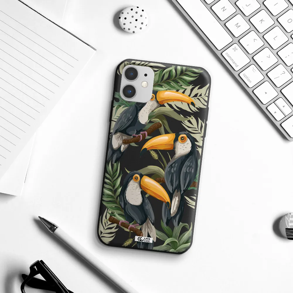 Tropical Bird Apple iPhone 11 Silicone black Case