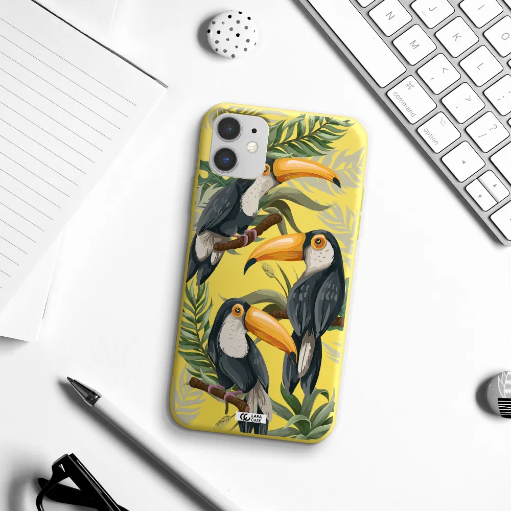 Tropical Bird Apple iPhone 11 Silicone canary yellow Case