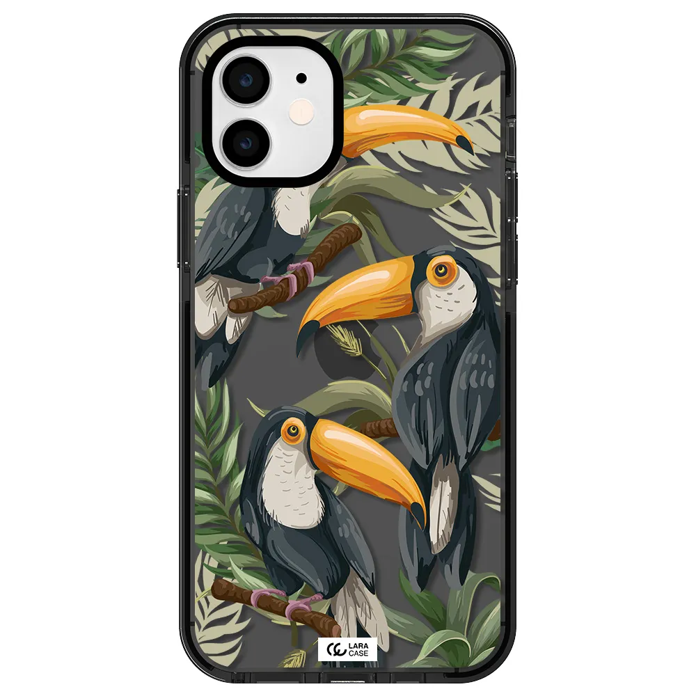 Tropical Bird Apple iPhone 12 impact Smoke Black Case