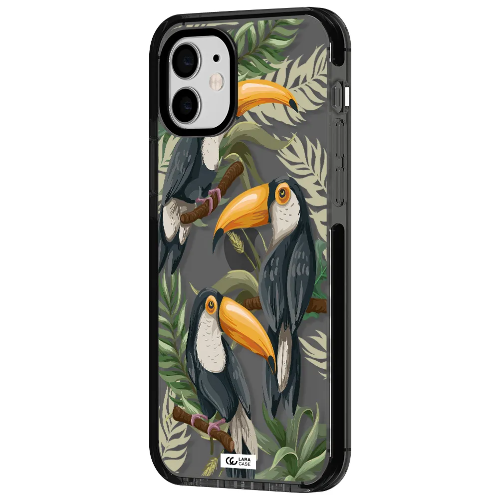 Tropical Bird Apple iPhone 12 impact Smoke Black Case