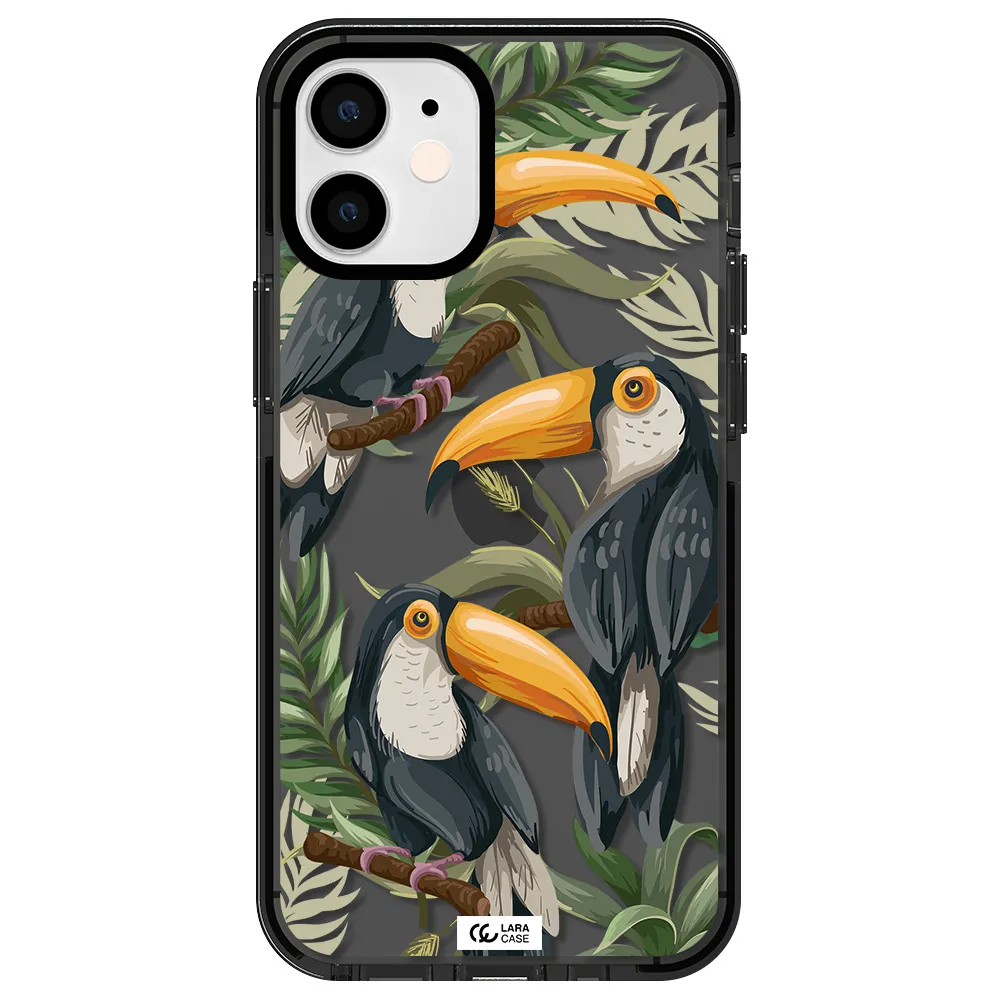 Tropical Bird Apple iPhone 12 mini impact Smoke Black Case