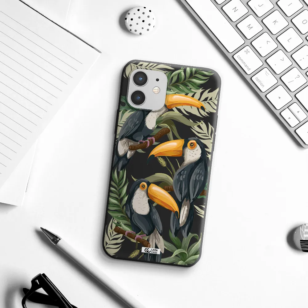 Tropical Bird Apple iPhone 12 mini Silicone black Case