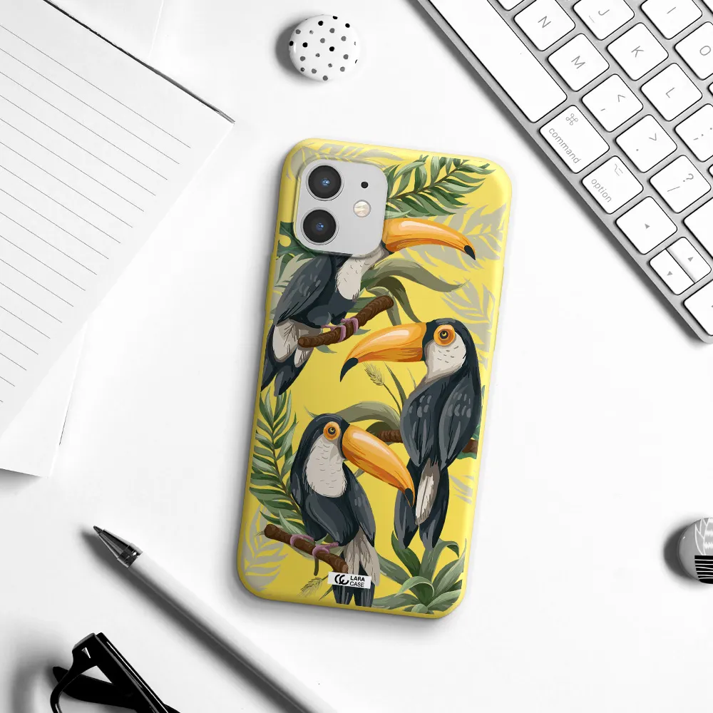 Tropical Bird Apple iPhone 12 mini Silicone canary yellow Case