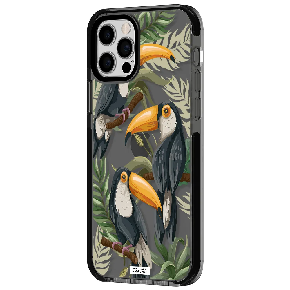 Tropical Bird Apple iPhone 12 pro impact Smoke Black Case