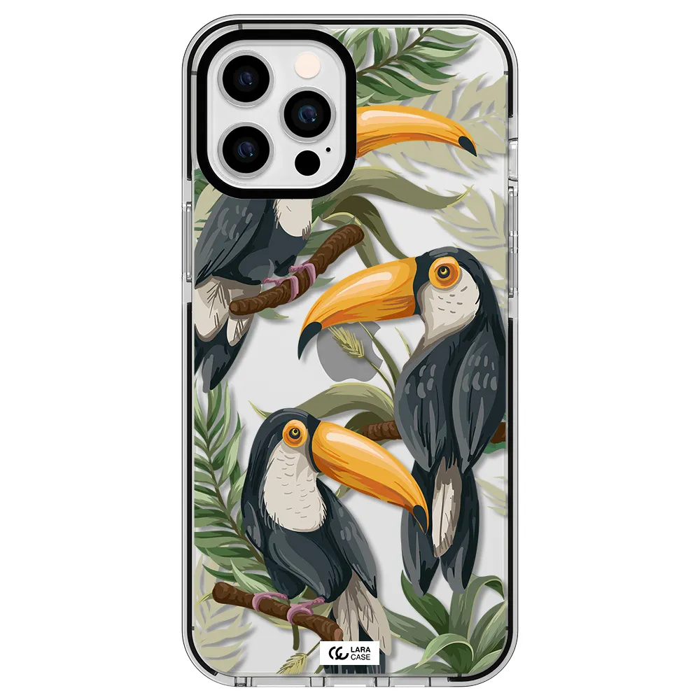 Tropical Bird Apple iPhone 12 pro max impact black border Case