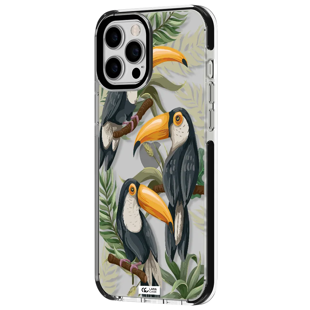 Tropical Bird Apple iPhone 12 pro max impact black border Case