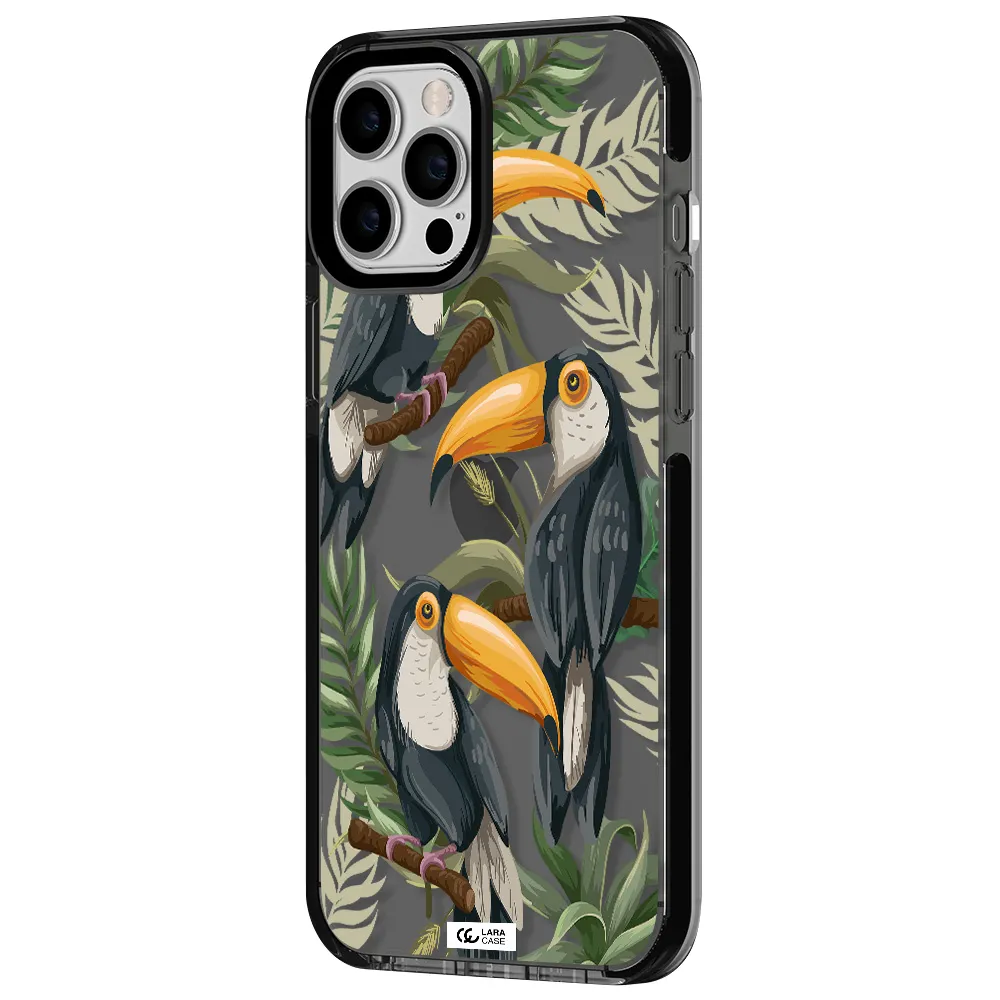 Tropical Bird Apple iPhone 12 pro max impact Smoke Black Case