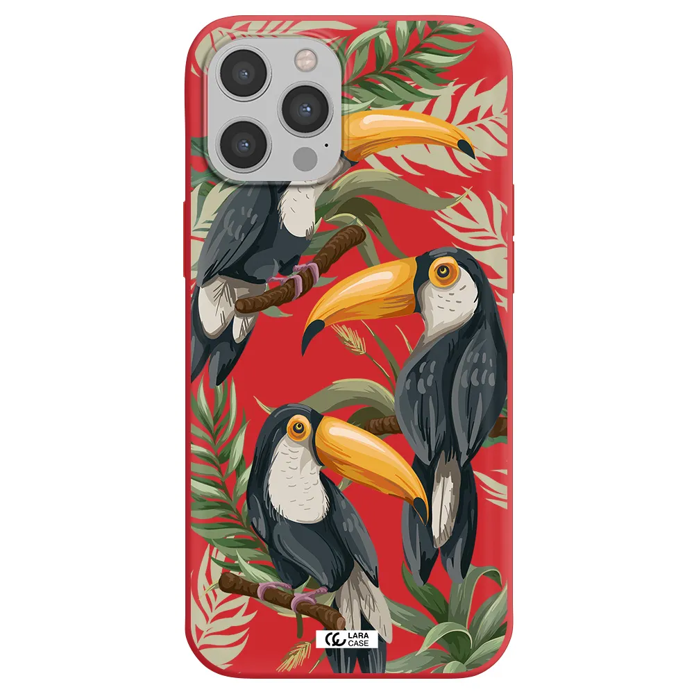 Tropical Bird Apple iPhone 12 pro max Silicone Imperial Red Case