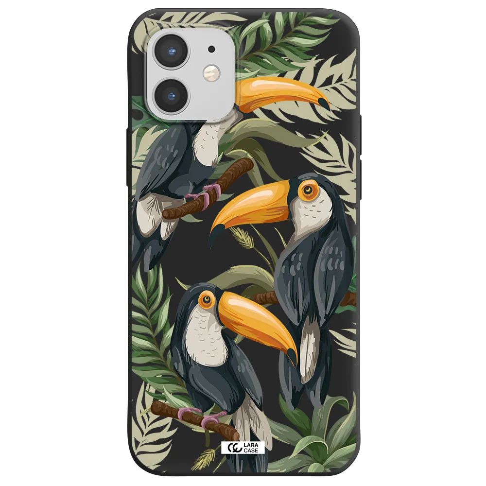 Tropical Bird Apple iPhone 12 Silicone black Case