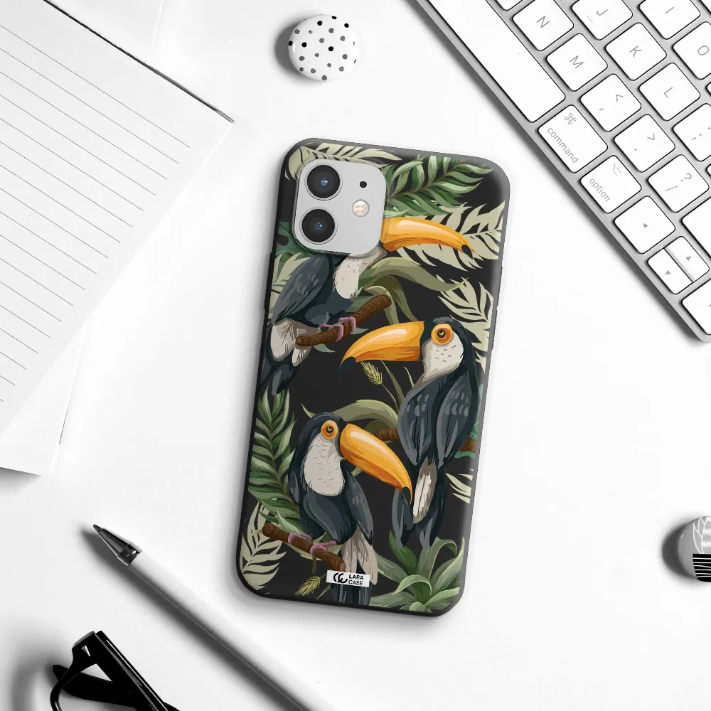 Tropical Bird Apple iPhone 12 Silicone black Case