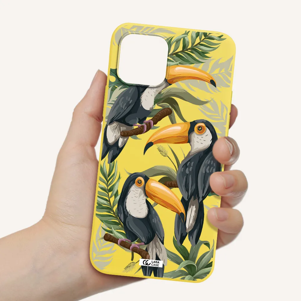 Tropical Bird Apple iPhone 12 Silicone canary yellow Case