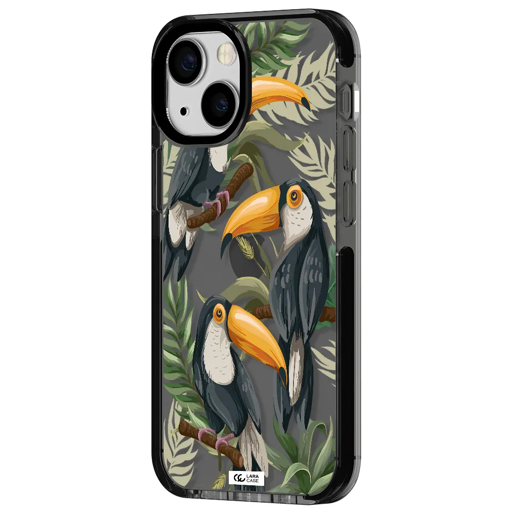 Tropical Bird Apple iPhone 13 mini impact Smoke Black Case