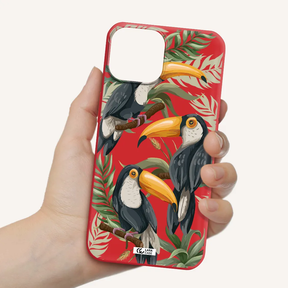 Tropical Bird Apple iPhone 13 mini Silicone Imperial Red Case