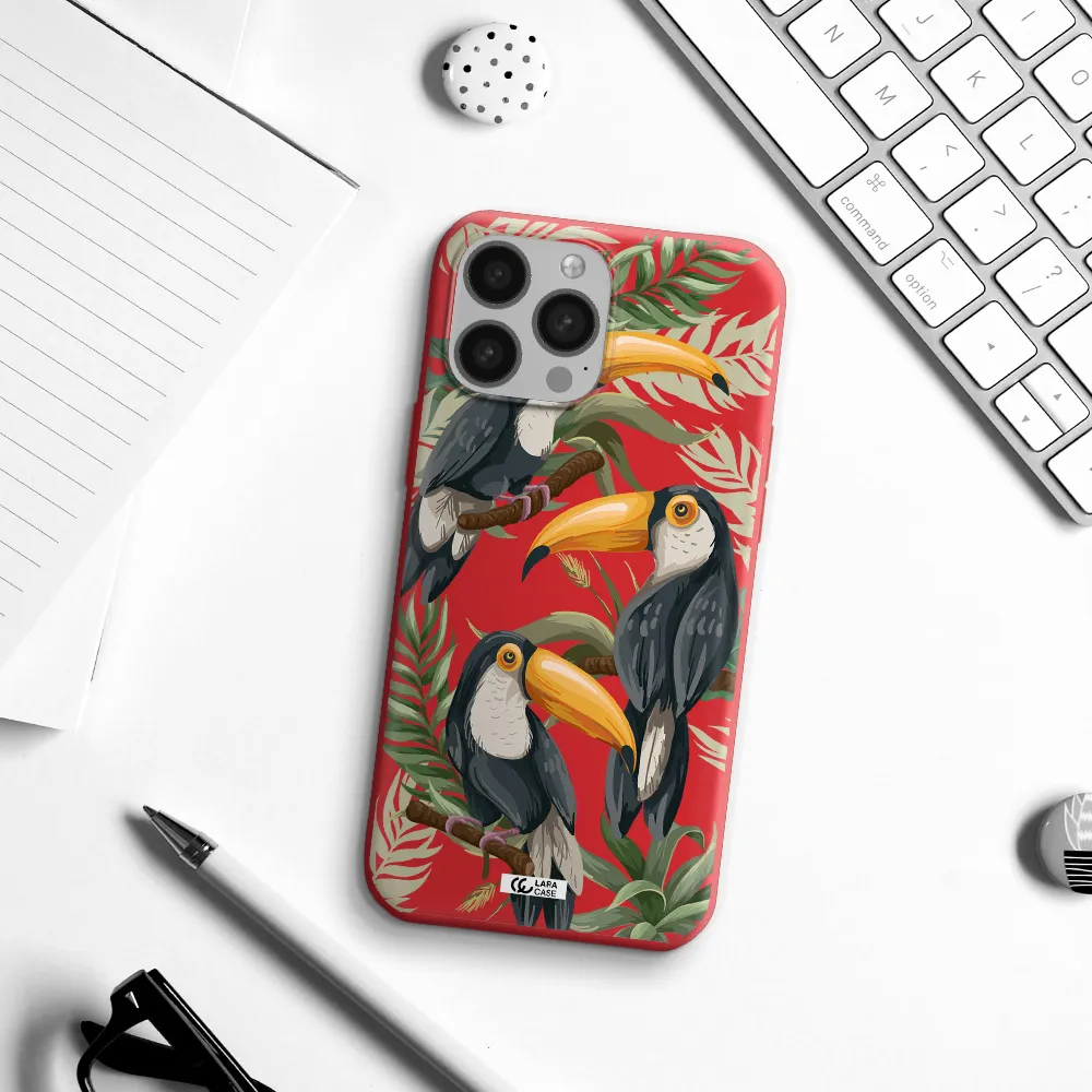 Tropical Bird Apple iPhone 13 Pro Max Silicone Imperial Red Case