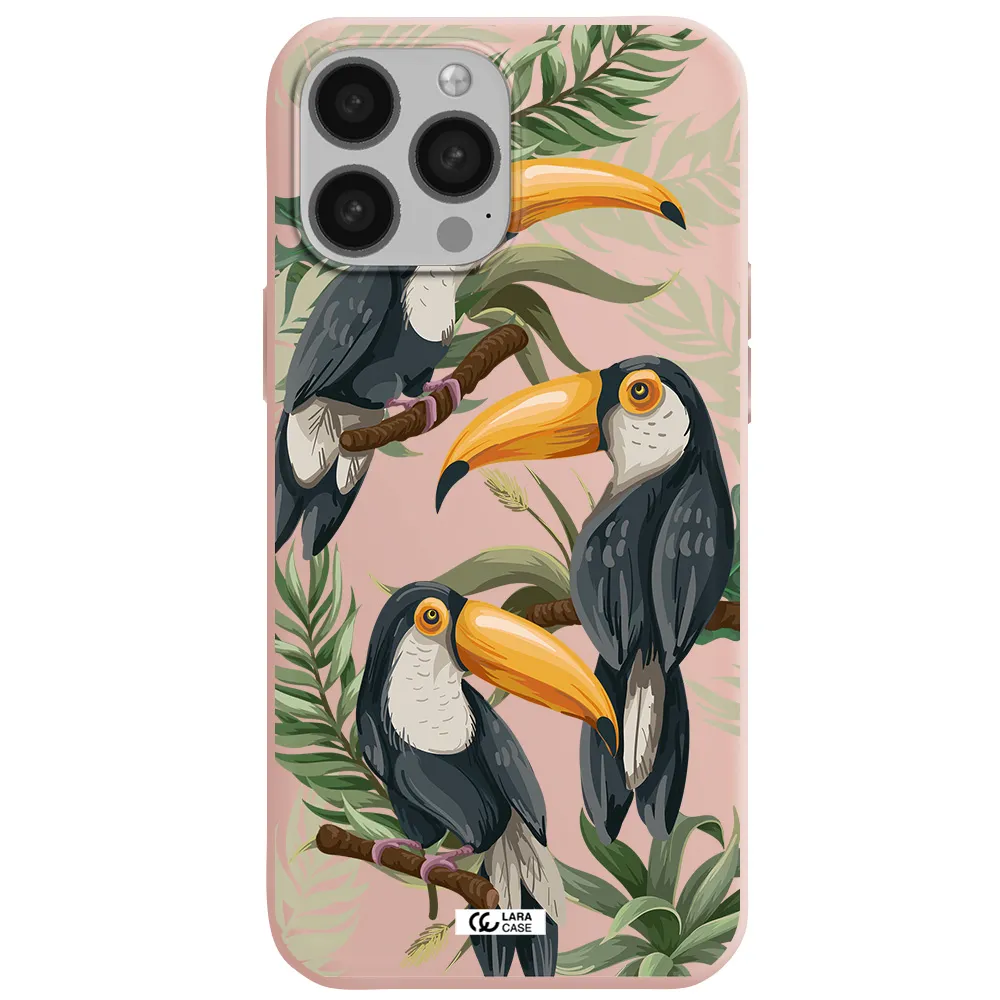 Tropical Bird Apple iPhone 13 Pro Max Silicone pastel pink Case