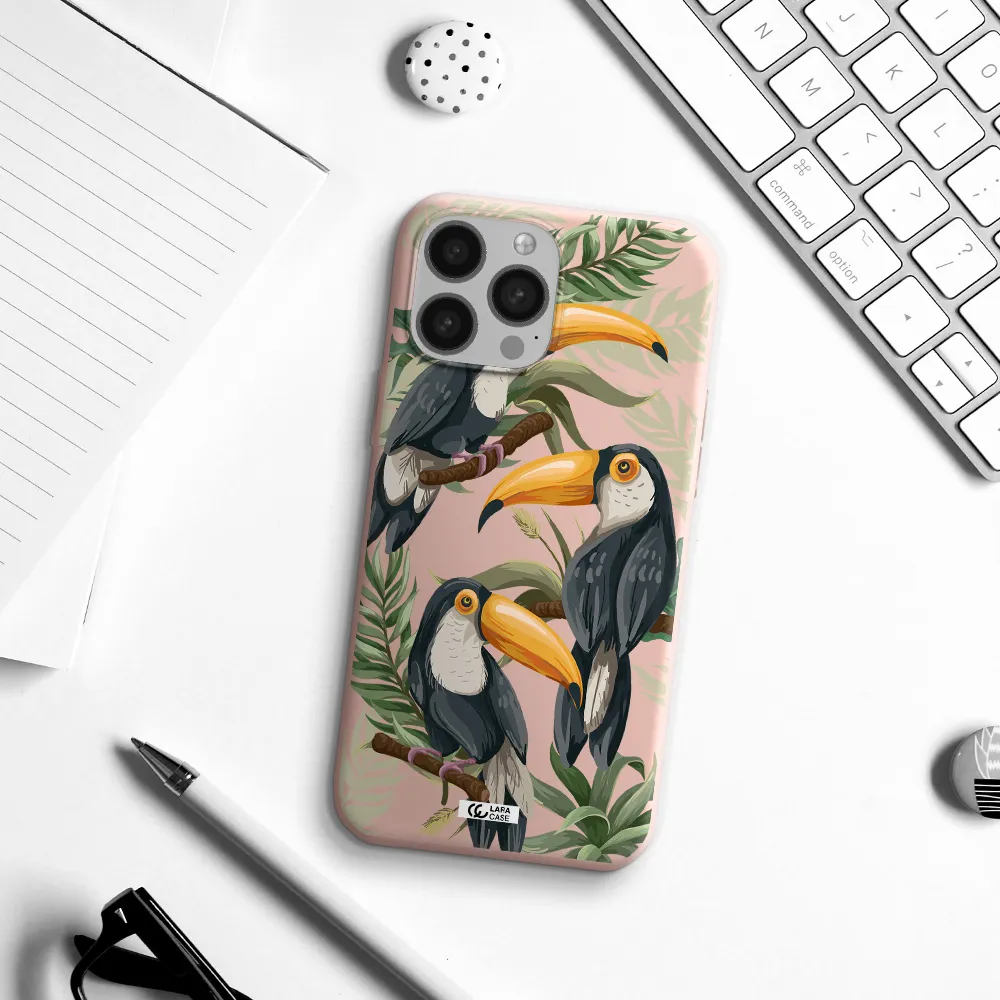 Tropical Bird Apple iPhone 13 Pro Max Silicone pastel pink Case