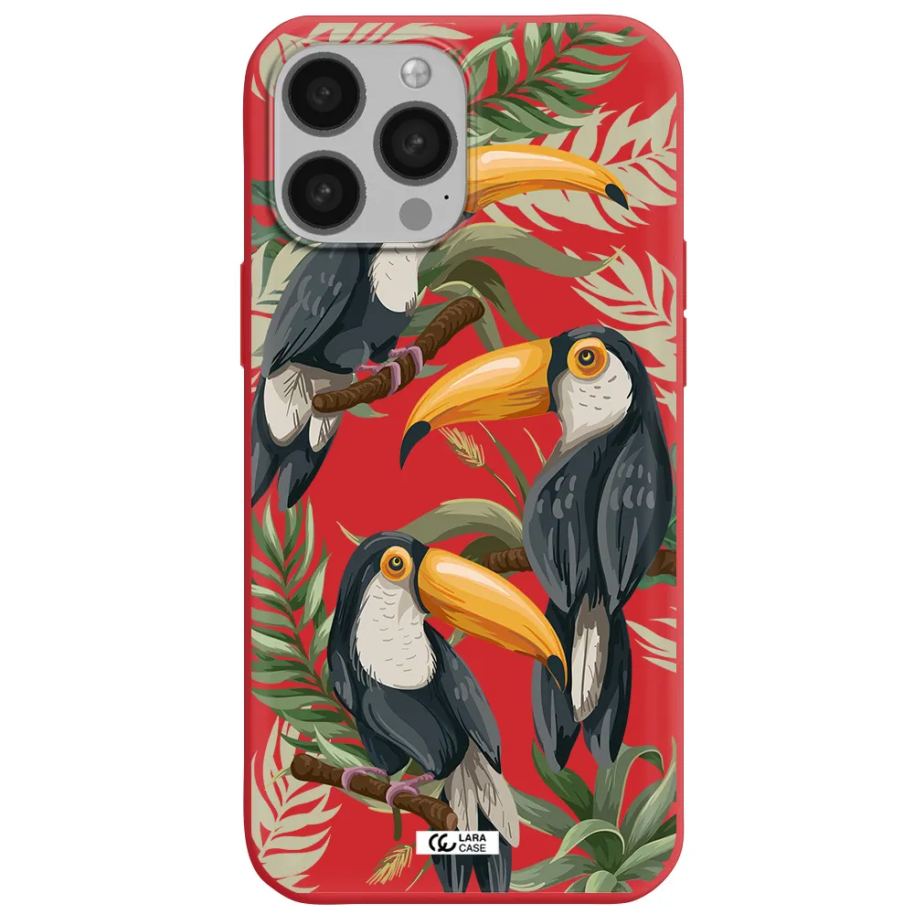 Tropical Bird Apple iPhone 13 Pro Silicone Imperial Red Case