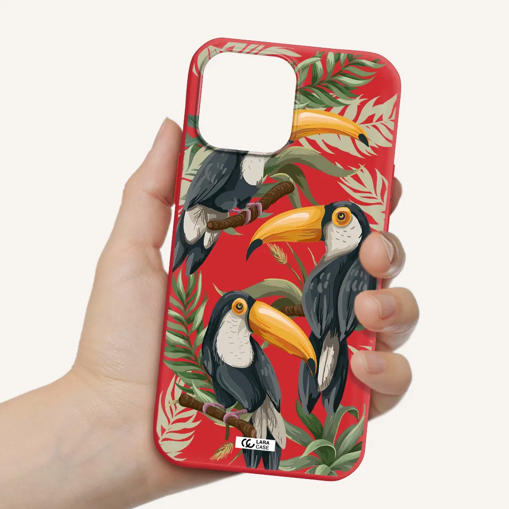 Tropical Bird Apple iPhone 13 Pro Silicone Imperial Red Case