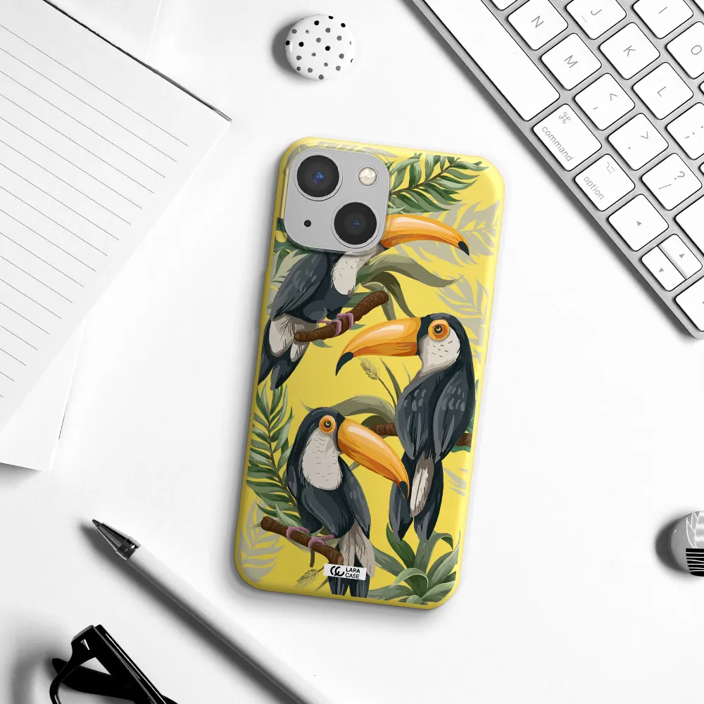 Tropical Bird Apple iPhone 13 Silicone canary yellow Case
