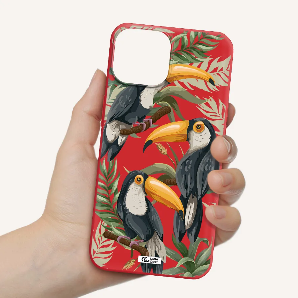 Tropical Bird Apple iPhone 13 Silicone Imperial Red Case