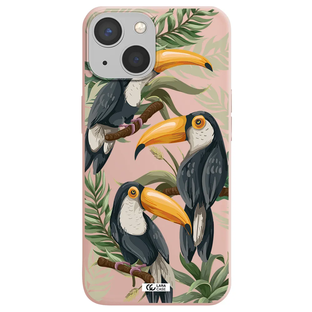 Tropical Bird Apple iPhone 13 Silicone pastel pink Case
