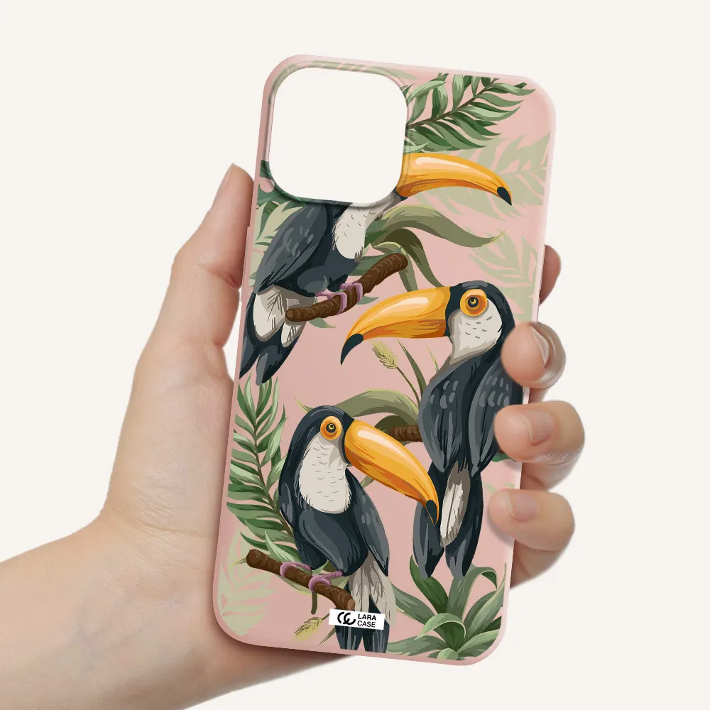 Tropical Bird Apple iPhone 13 Silicone pastel pink Case