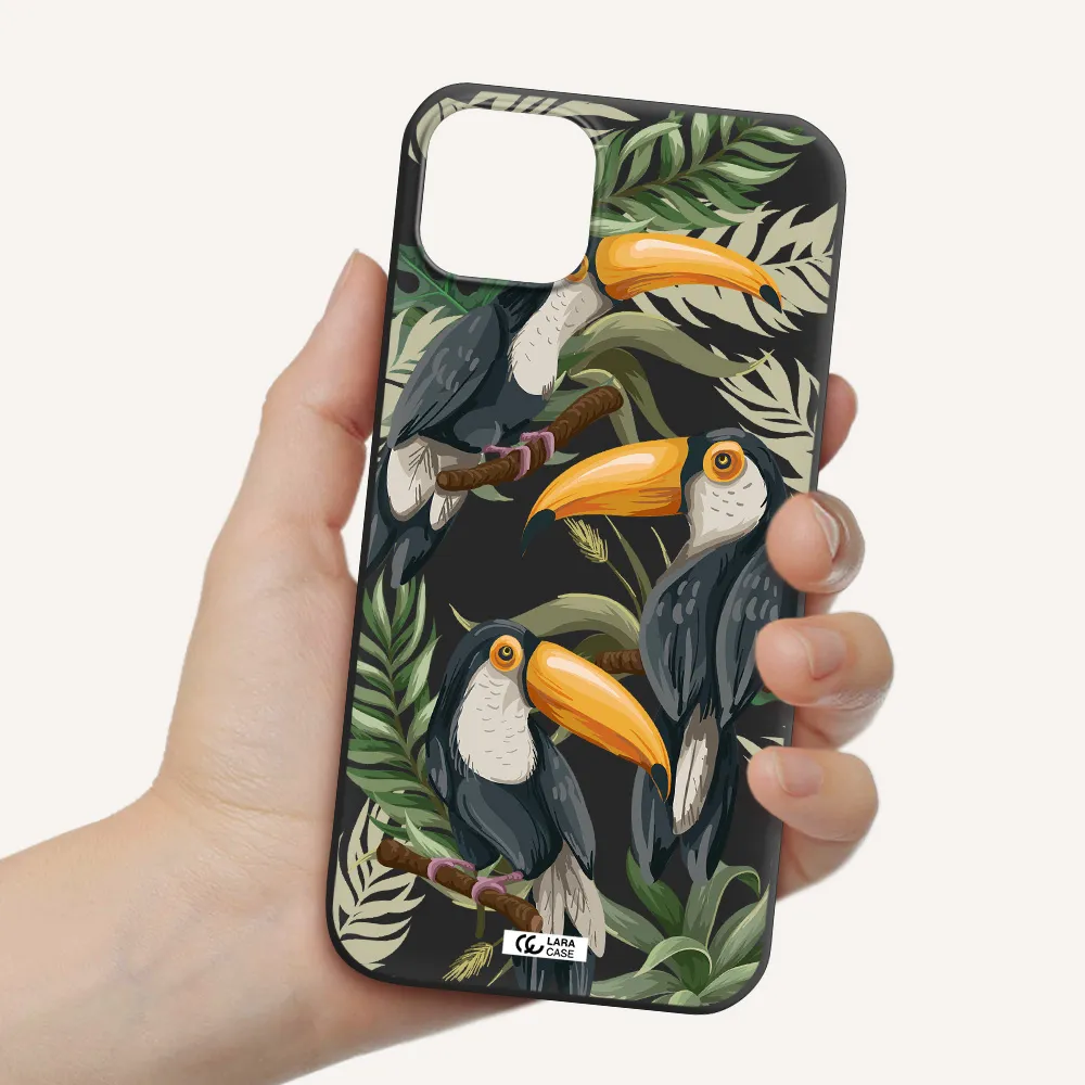 Tropical Bird Apple iPhone 14 plus Silicone black Case