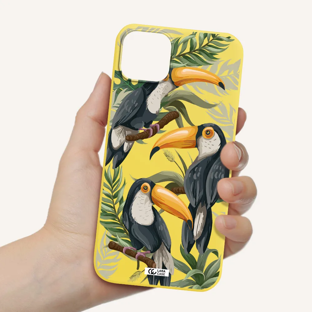 Tropical Bird Apple iPhone 14 plus Silicone canary yellow Case