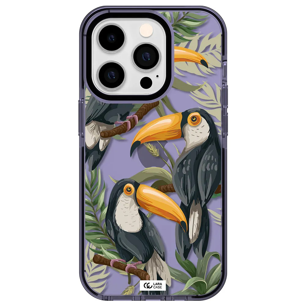 Tropical Bird Apple iPhone 14 pro impact Lilac Case