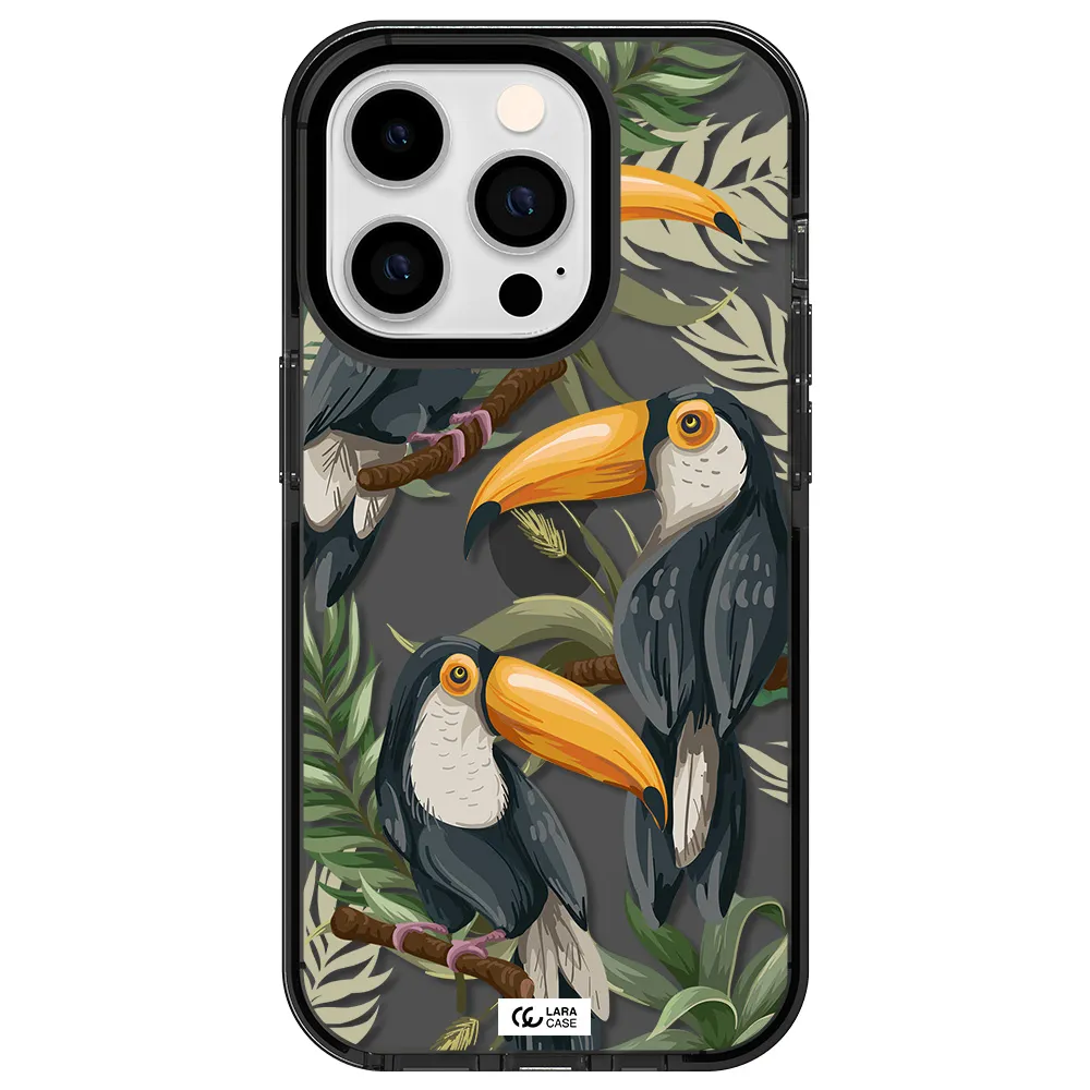 Tropical Bird Apple iPhone 14 pro impact Smoke Black Case