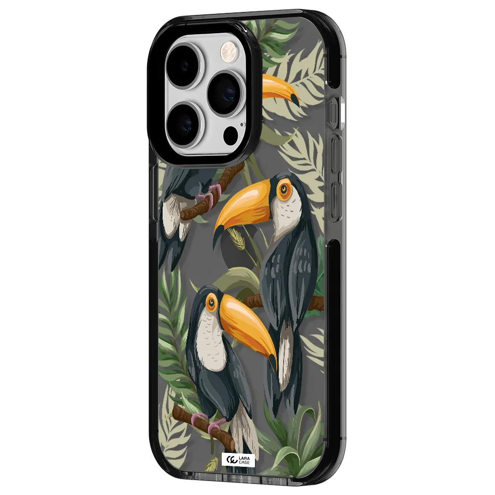 Tropical Bird Apple iPhone 14 pro impact Smoke Black Case