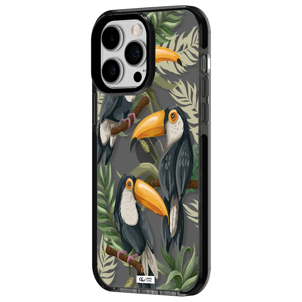 Tropical Bird Apple iPhone 14 pro max impact Smoke Black Case
