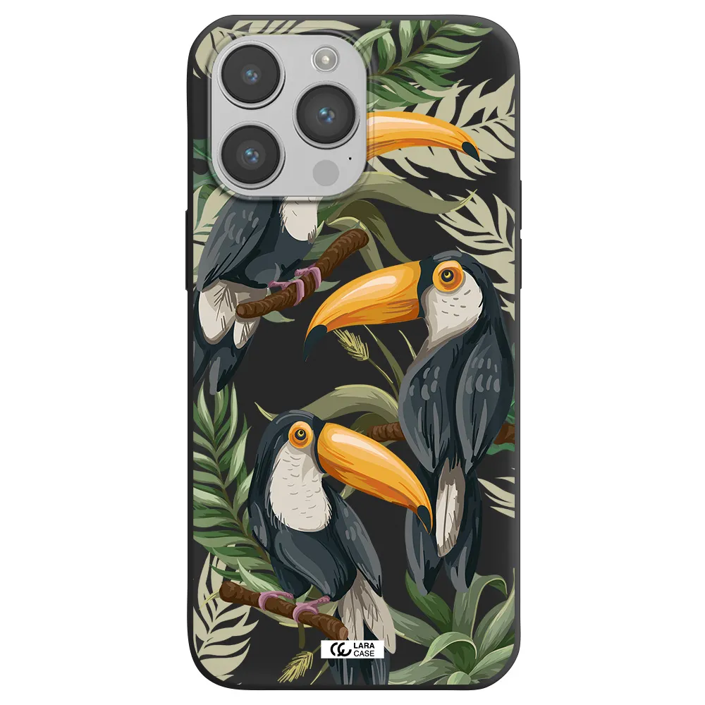 Tropical Bird Apple iPhone 14 pro max Silicone black Case