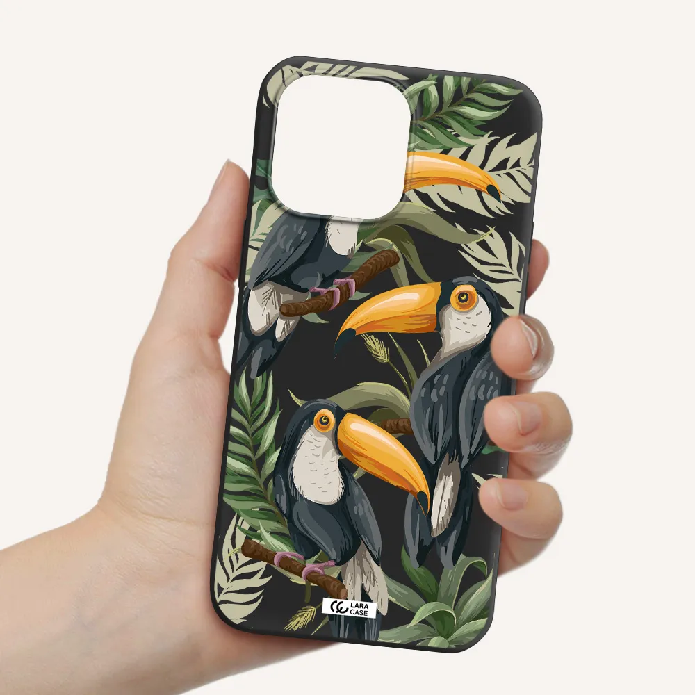 Tropical Bird Apple iPhone 14 pro Silicone black Case