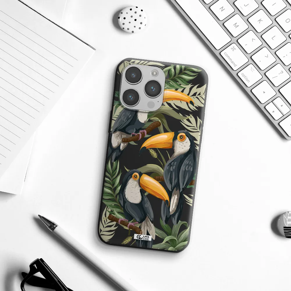 Tropical Bird Apple iPhone 14 pro Silicone black Case
