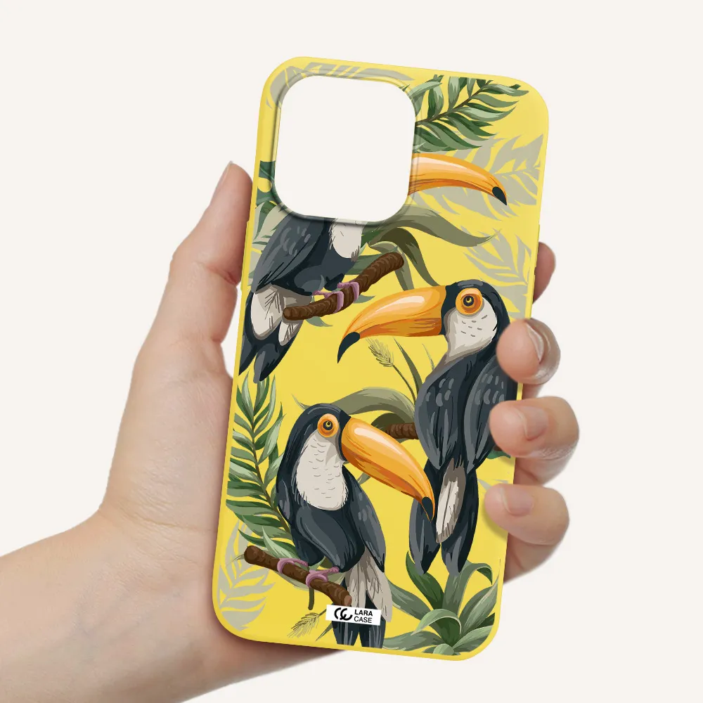 Tropical Bird Apple iPhone 14 pro Silicone canary yellow Case