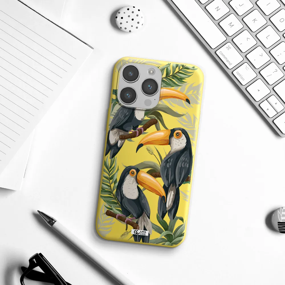 Tropical Bird Apple iPhone 14 pro Silicone canary yellow Case
