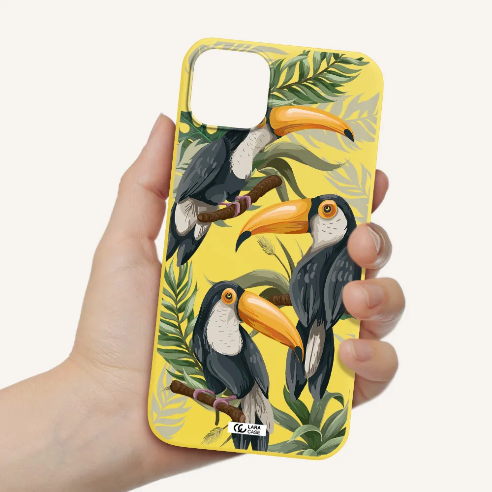 Tropical Bird Apple iPhone 14 Silicone canary yellow Case