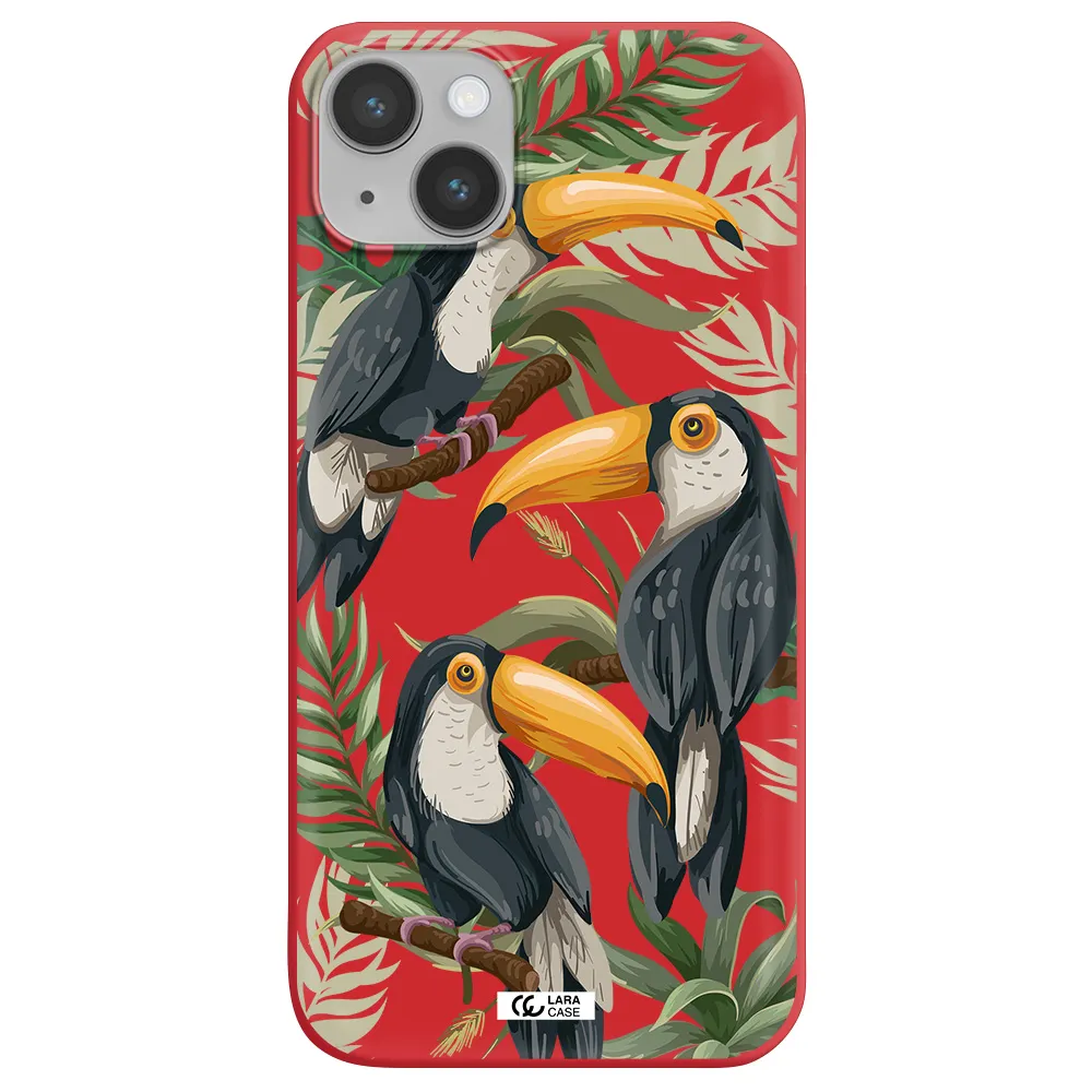 Tropical Bird Apple iPhone 14 Silicone Imperial Red Case